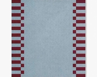 Hand Tufted Wool Rug, Modern Border Stripe Geometric Carpet, Red Brown Living Room
