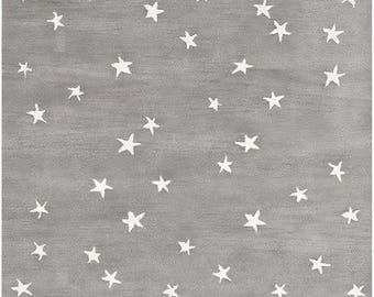 Grey Star Hand Tufted Wool Rug, Modern Kids Room Carpet, Soft Nursery Decor