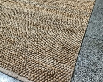 Handmade Braided Jute Rug, Natural Fiber Area Carpet, Rustic Farmhouse Style