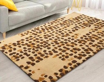 Hand Tufted Wool Leopard Print Area Rug, Modern Safari Style Carpet