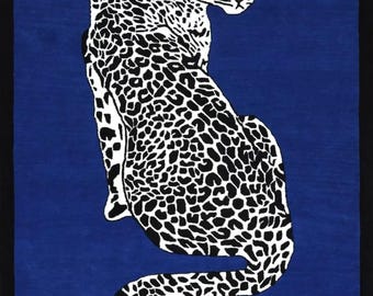 Tappeto leopardato in lana annodato a mano: arredamento per la casa in stile safari
