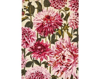 Hand Tufted Wool Rug – Pink Floral Area Carpet, Living Room Décor