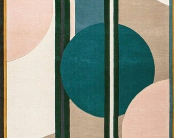 Hand Tufted Wool Rug – Mid Century Modern Abstract Art Area Carpet