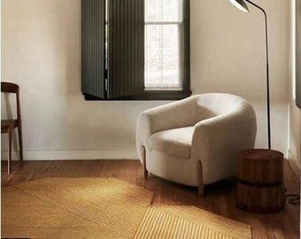Hand Tufted Wool Rug – Mustard Yellow Abstract Geometric Accent Rug