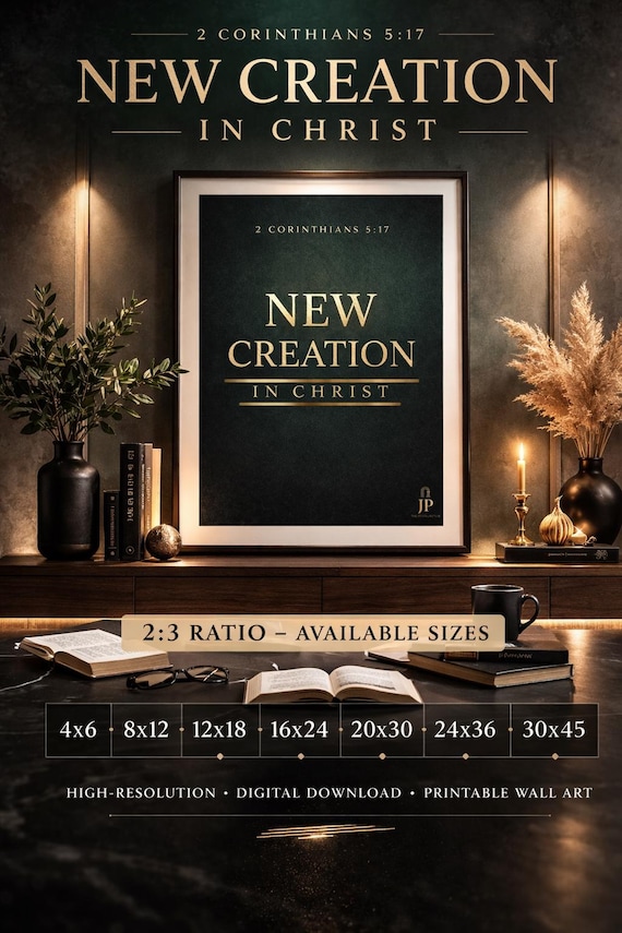 New Creation in Christ Wall Art | 2 Corinthians 5:17 Christian Bible Verse Print | Digital Download