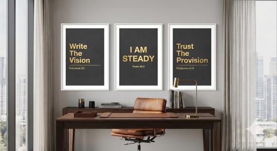 I AM STEADY Christian Office Decor | Modern Scripture Affirmation Prints (Digital Download)
