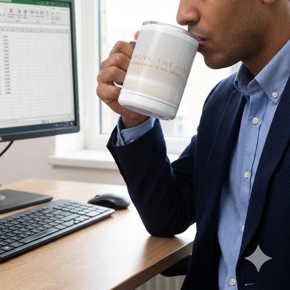 Above the Noise Insulated Coffee Mug | Minimalist Christian Scripture Travel Cup