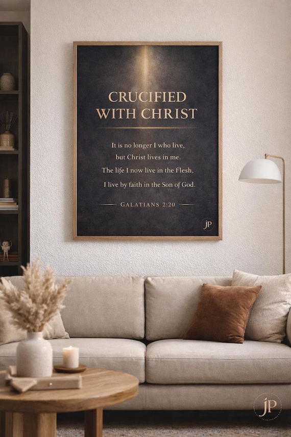 Galatians 2 20 Wall Art Printable | Christian Identity Scripture Poster | Bible Verse Wall Decor | Faith Based Office Art Digital Download