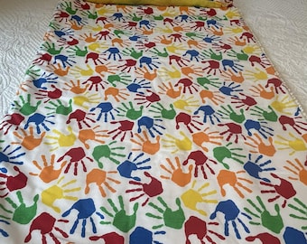 Handmade Child's Nap Time Hands Sleeping Mat, Soft Cotton Flannel 23 x 39