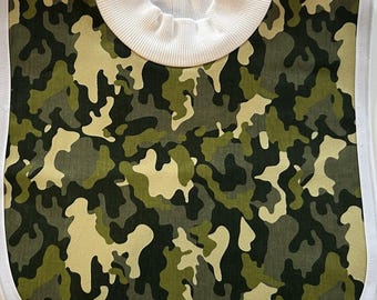 Handmade Camo Baby Bib, Soft Cotton Flannel Backing, 3-24 Months