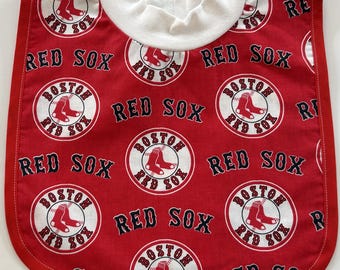 Handmade Red Sox Baby Bib | Cotton Flannel, Baseball Fan Gift