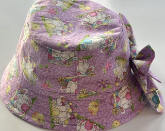 Handcrafted Easter Baby Bucket Hat With Bow - Size 1, Soft Cotton