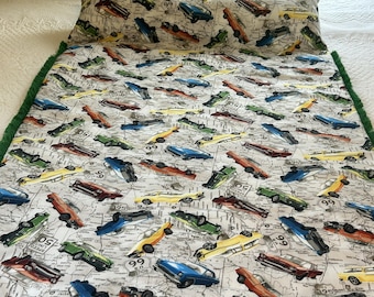 Handmade Sleeping Mat, Classic Cars Motorcycles, Soft Cotton Flannel 26x57