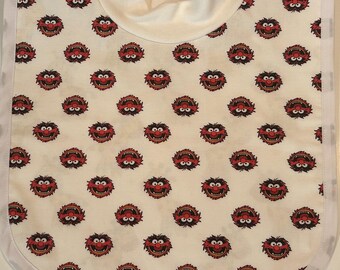 Handmade Muppets Animal Baby Bib | Cotton Flannel Backing