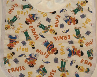 Handmade Bert and Ernie Baby Bib | Cotton Flannel Backing