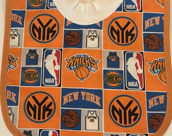 NY Knicks Baby Bib | Large Baby Bib | NY Knickerbockers Gift | NBA Toddler Bib