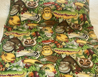Handmade Sleeping Mat - Jungle Animals With Pillow, Soft Cotton Flannel 21x55