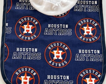 Handmade Houston Astros Baby Bib | Soft Flannel Backing