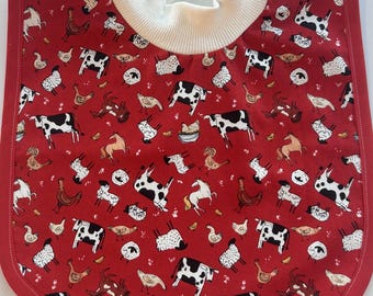 Farm Animals Baby Bib | Large Baby Bib | Cows Baby Gift | Sheep Toddler Bib