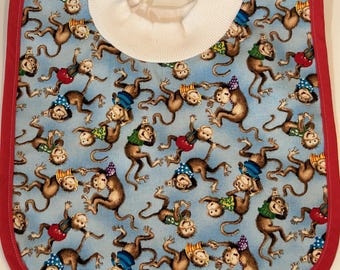Monkeys Baby Bib | Large Baby Bib | Monkeys bird Gift | Monkeys Toddler Bib