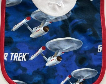 Handmade Star Trek Baby Bib, Soft Cotton Flannel
