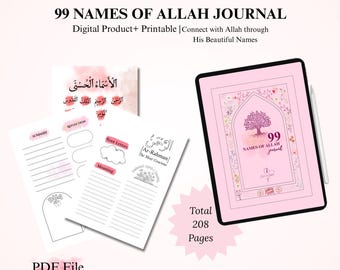 99 Names of Allah Journal | Islamic Reflection Journal | Qalb and Qalam