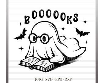 Arquivo SVG de Livros Fantasma: Leitura de Halloween, Vetor para Cricut (Download Digital)