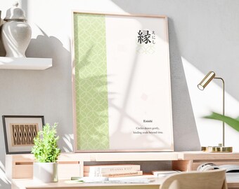 Impressão de arte com palavras japonesas do padrão Shippo – Enishi (Download Digital)
