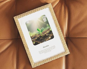 Shoshin (初心) Sprout Art Print: Pôster botânico de novos começos, arte de parede minimalista japonesa, download digital