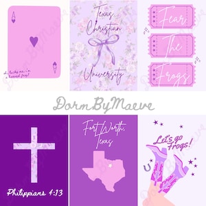 TCU Purple Wall Art Dorm Prints - Texas Christian University, Fort Worth Apartment Print