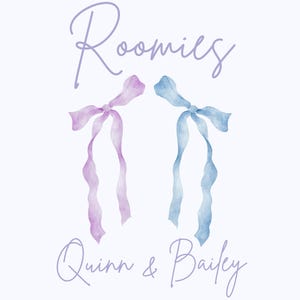 Custom Roomies Sign with Bows | Personalized Two Names Wall Art | Preppy Dorm Decor | Best Friend Roommate Gift | Custom Colors