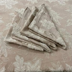 Gold Damask Jacquard Tablecloth and Four Matching Napkins