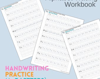 Alphabet Tracing Worksheets A-Z: Handwriting Practice, Preschool Kindergarten (Digital Download)
