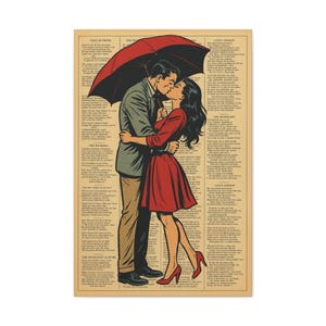 Timeless Kiss, Romantic Canvas Art Print, Vintage Couple Artwork, Home Decor for Anniversary, Engagement Gift, Valentine&#39;s Day, [...]