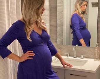 Blouse de maternité pour maternité | avec emmaillotage pour bébé | Adapté aux soins infirmiers | Tenue de travail et d'accouchement pour maman | Coton doux