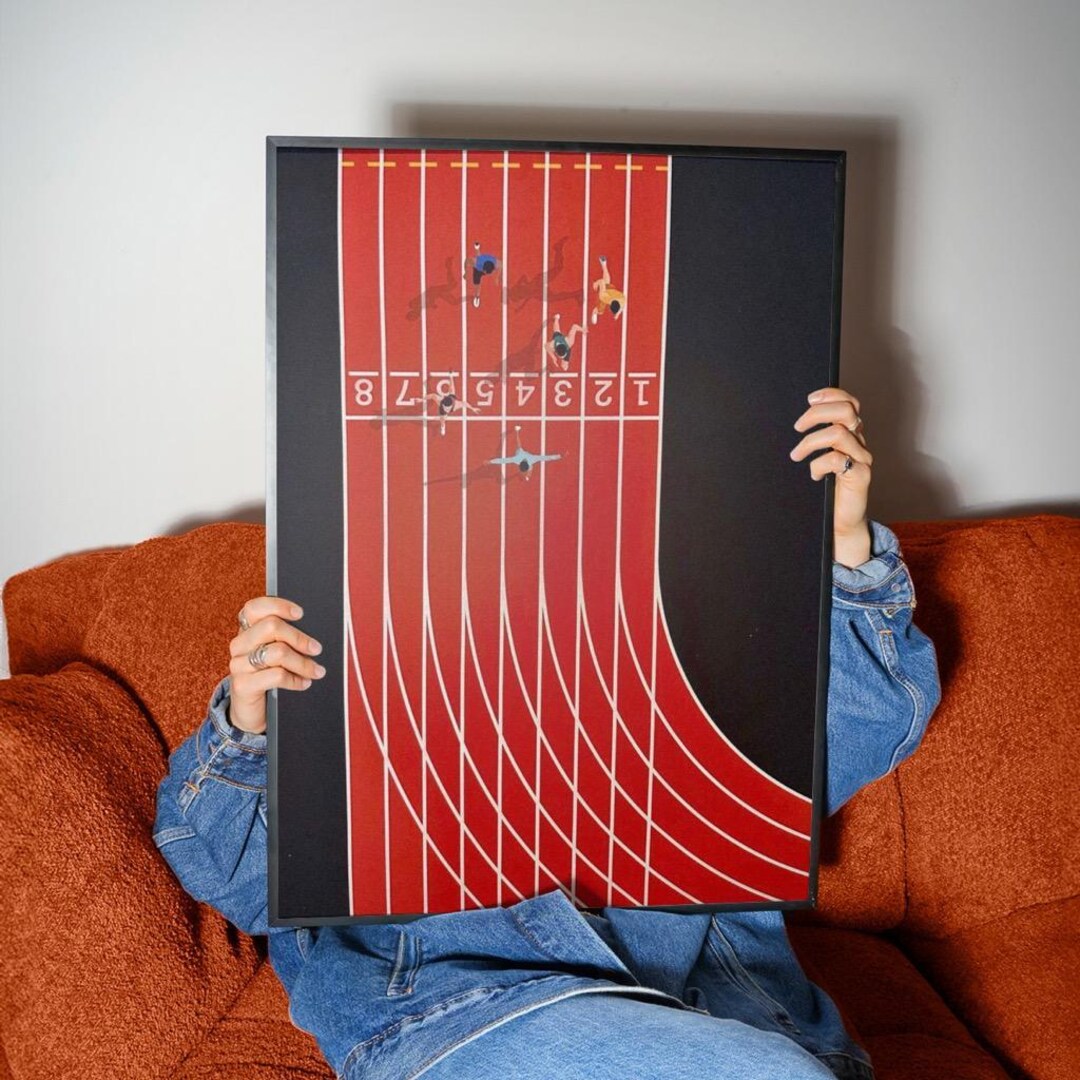 Running Track Print Minimal Running Track Art Print: Scandinavian Sports Poster, Modern ...