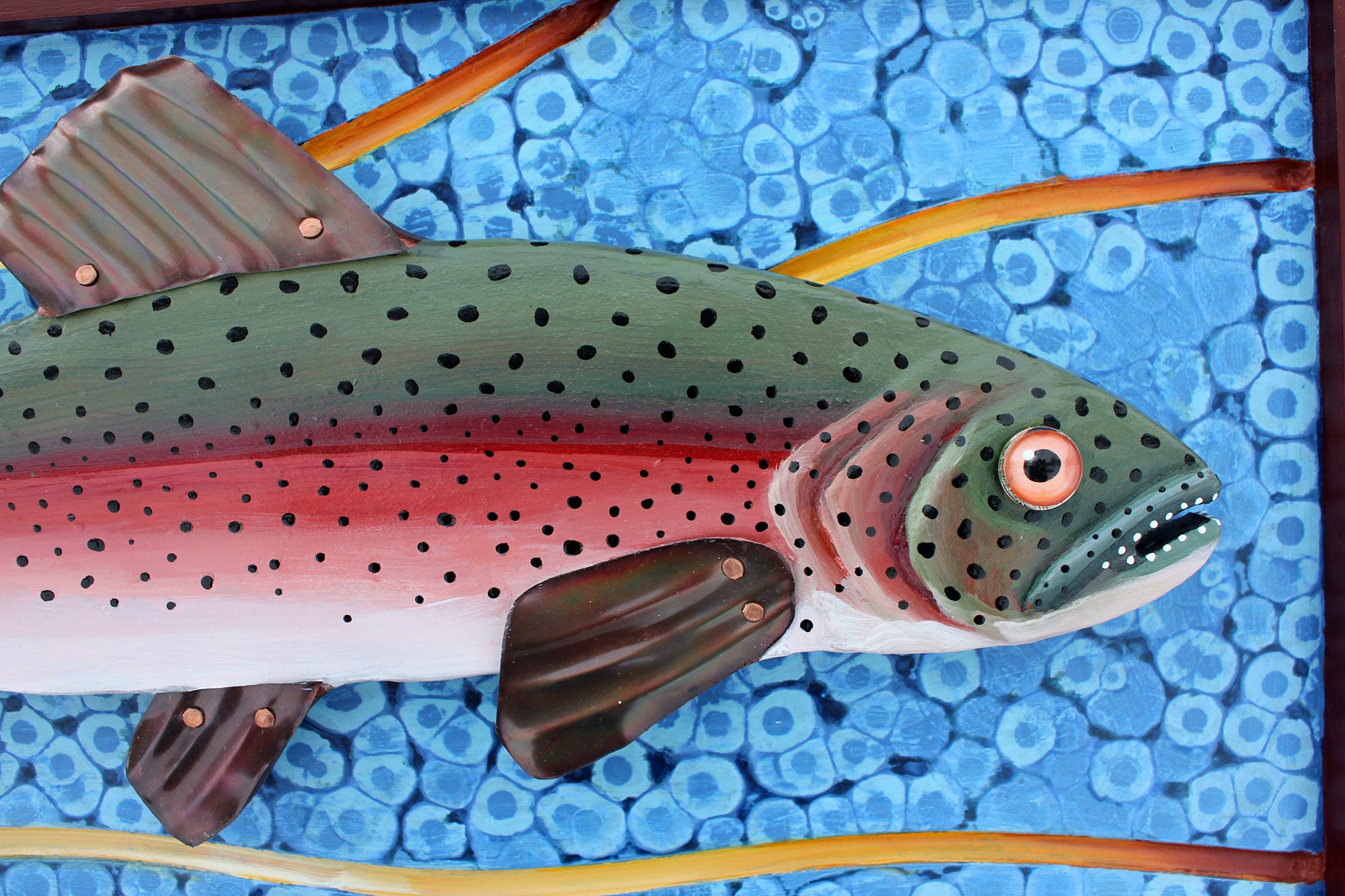 24 Rainbow, Brook and Brown Trout Art with Waves Print/ Wood Wall Art