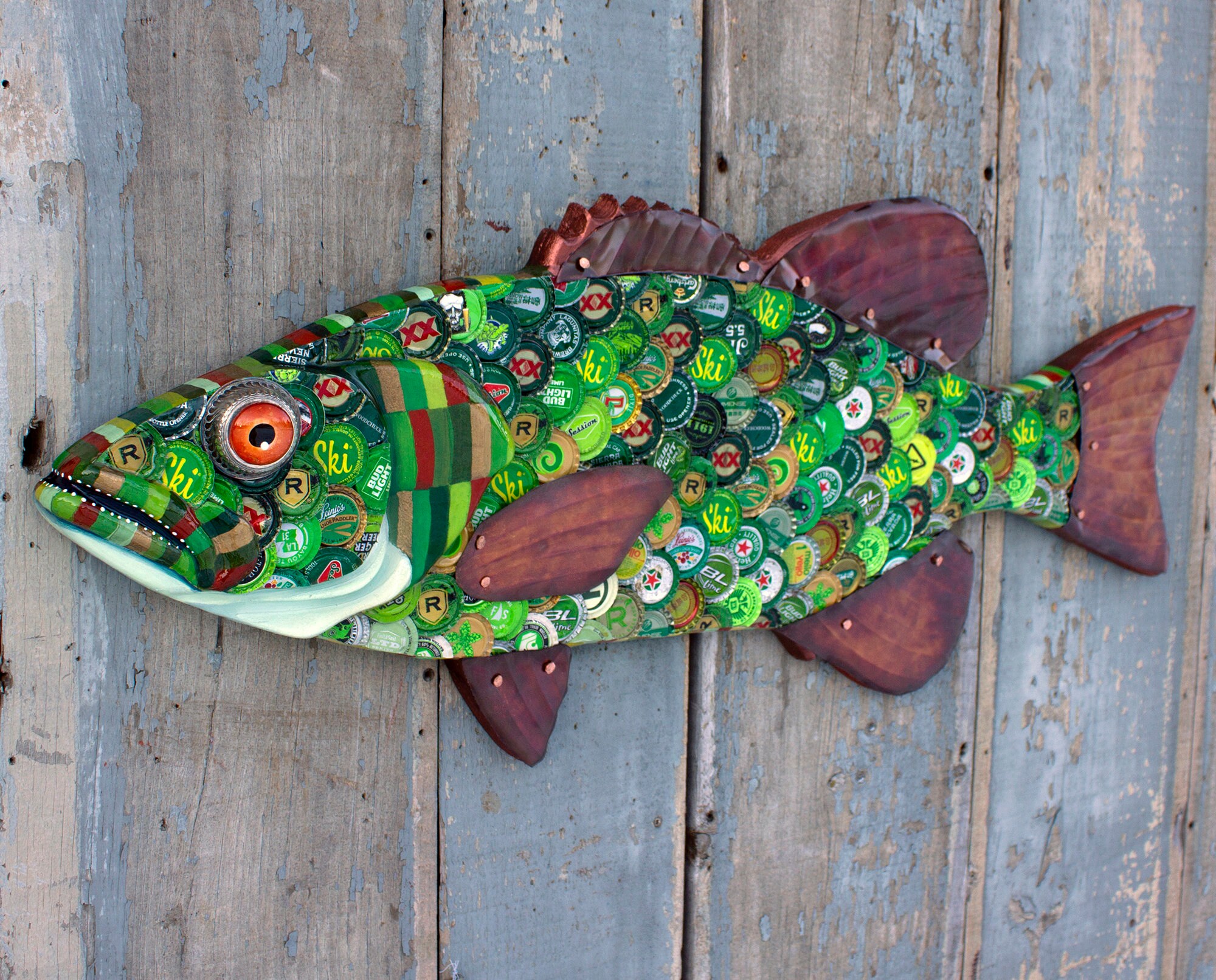Bass Original Wall Sculpture Bottle cap Art 33