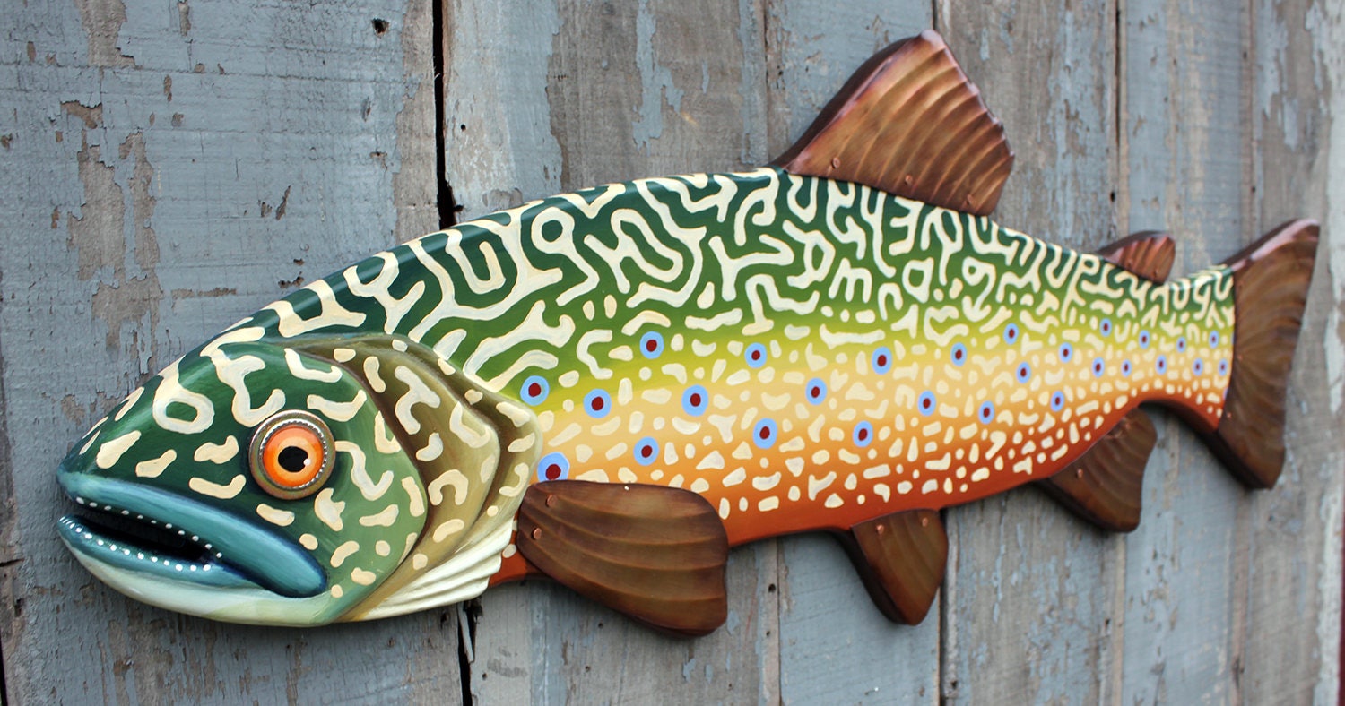 Large Brook Trout Colorful Fish Wall Sculpture 47