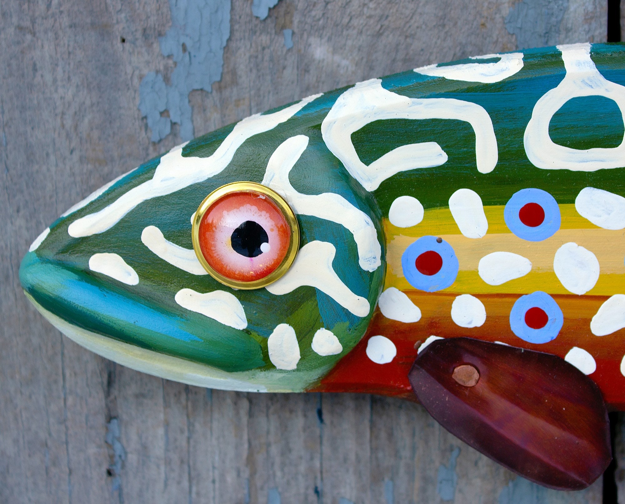 Craig, 16 Brook Trout, Carved Folk Art Fish Wall Art
