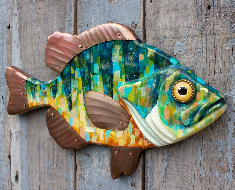 Colorful Sunfish Folk Art Fish Wall Art 21 Etsy