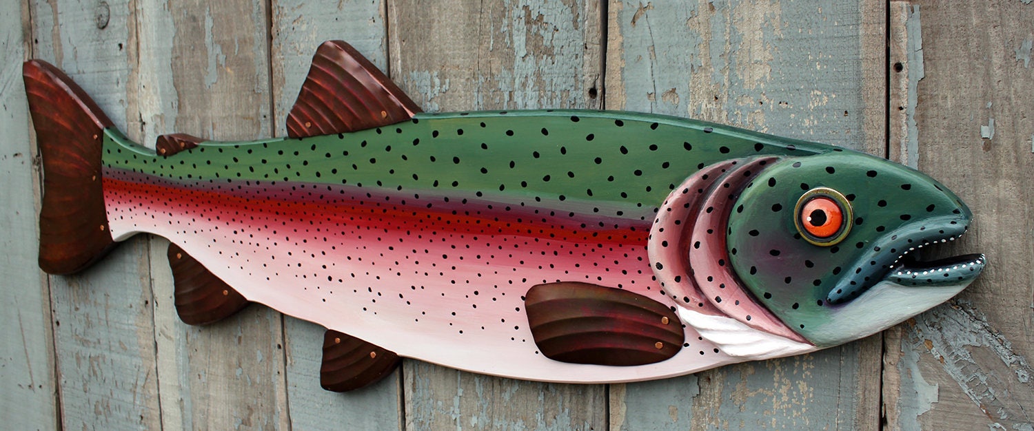 47 RAINBOW TROUT Wood Wall Art Large