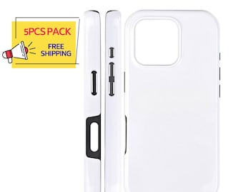 5Pcs Sublimation Tough Phone Case for iPhone Samsung Google Pixel | Blank Tough Phone Case for Heat Transfer | DIY Customizable Case