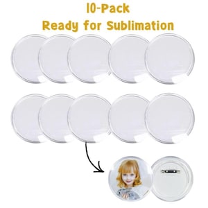 3" Sublimation Acrylic Pin Badge Blank | Heat Transfer Printable PET Insert for DIY Crafts