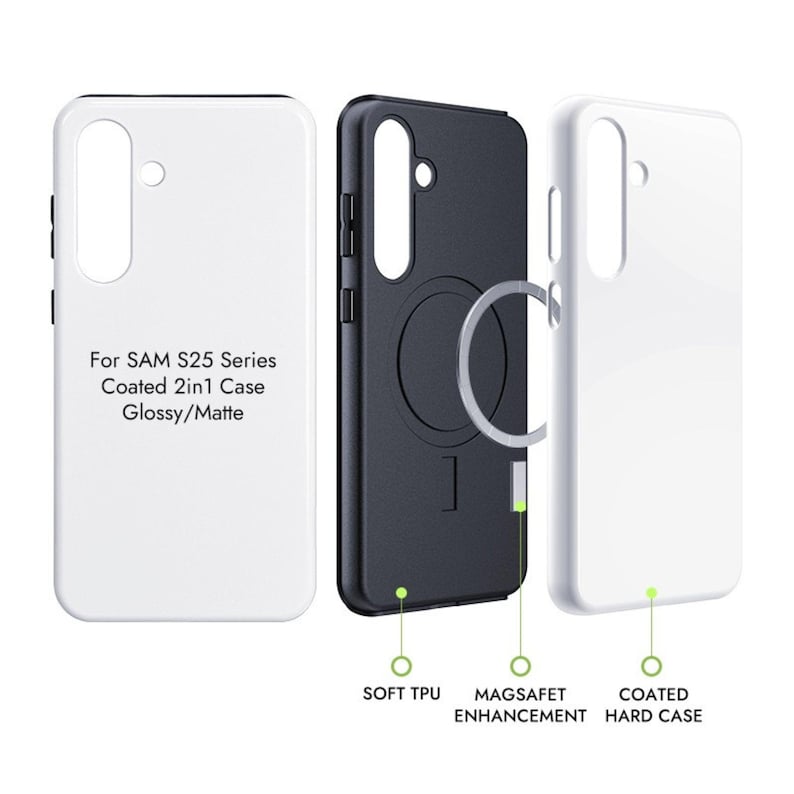 5Pcs Sublimation Tough Phone Case with Magnet for iPhone Samsung Google Pixel | Blank 2 in 1 Phone Case | DIY Customizable Magnetic Case image 3