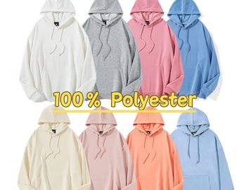 Sublimation 100% Polyester Hoodie | Lightweight Thin Pullover | Heat Transfer Ready Plain Jersey Hoodie | Unisex Adult Size Small to 5XL
