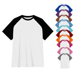 Sublimation Blank Polyester Raglan Short Sleeve T-Shirt - Adult & Kids Sizes, 15 Colors Available