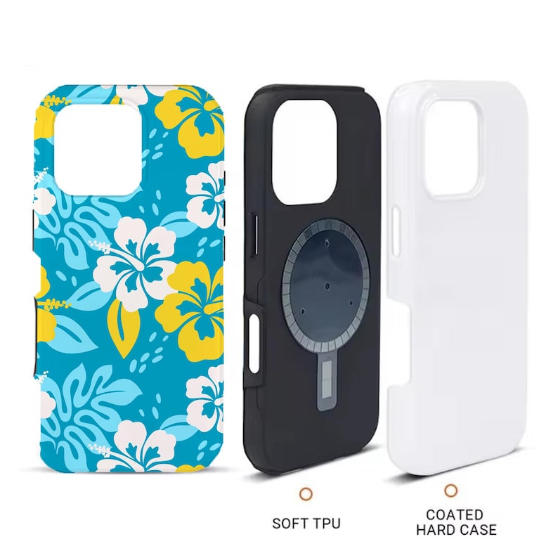 Sublimation Tough Phone Case with Magnet for iPhone Samsung Google Pixel | Blank 2 in 1 Phone Case | DIY Customizable Magnetic Case image 1
