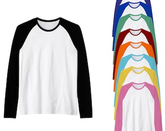 Sublimation Blank Polyester Raglan Long Sleeve T-Shirt - Adult & Kids Sizes, 15 Colors Available