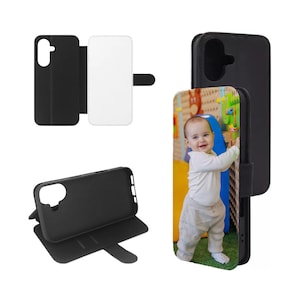 Sublimation Blank Flip Leather Phone Case for Apple iPhone Samsung Google Pixel, Custom Canvas Wallet Phone Cover with Card Holder